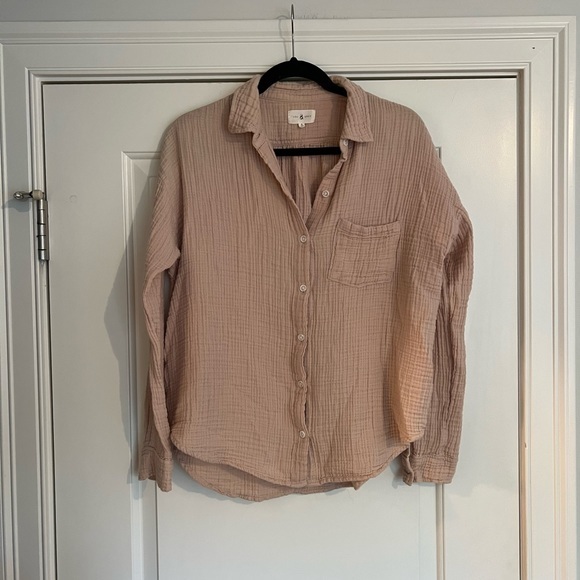 Lou & Grey Tops - Lou & Grey Triple Cloth Button Up Tunic Shirt in Blush SIZE S
